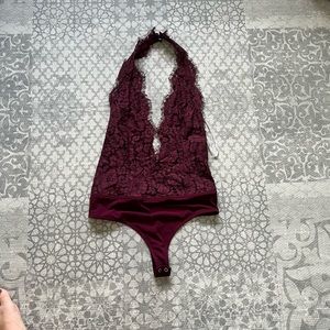 Lovers and friends deep v halter thong body suit